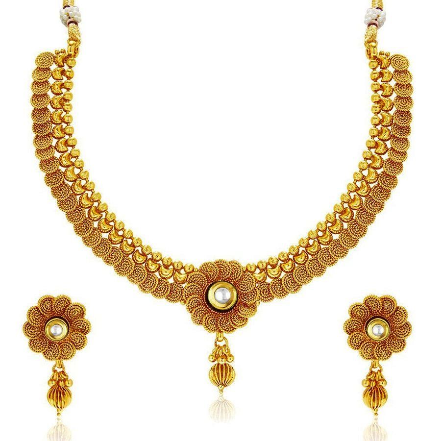 Sukkhi Eye-Catchy Jalebi Design Gold Plated Necklace Set